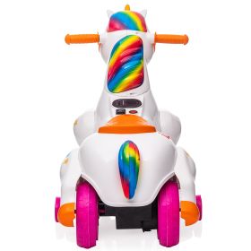 Unicorn Kids Ride On Toy, Electric Rocking Horse Car w/ Music, Accelerator Pedal, 3-6 Years Old, Girl Gift (Color: As Picture)