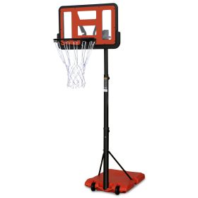 Use for Outdoor Height Adjustable 4.8 to 7.7ft Basketball Hoop 44 Inch Backboard Portable Basketball Goal System with Stable Base and Wheels (Color: as Pic)